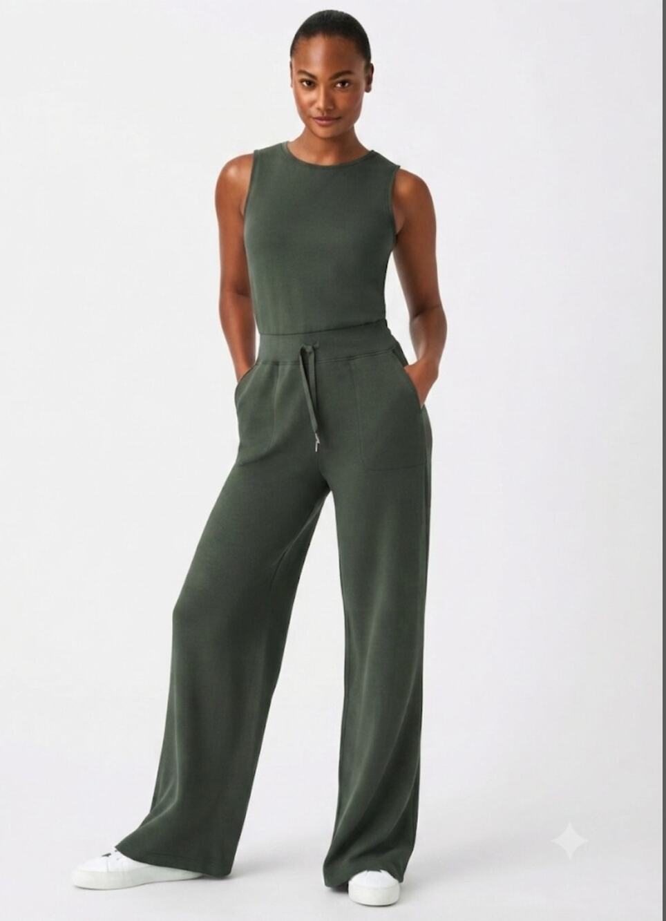 Spanx Air Essentials Sleeveless Jumpsuit SMALL Green